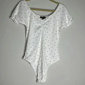 Primark White With Black Hearts Bodysuit